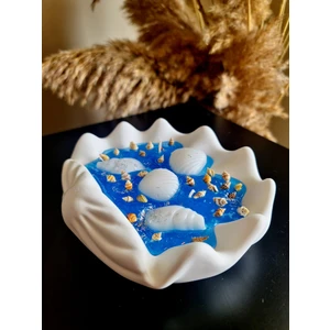 Mum Noktası Dekoratif & Büyük Deniz Kabuğu Mavi Jel Mum