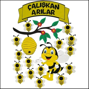 Keçeli Dünyam Sınıf Mevcudu Panosu Çalışkan Arılar (Keçe Eğitim Materyali)
