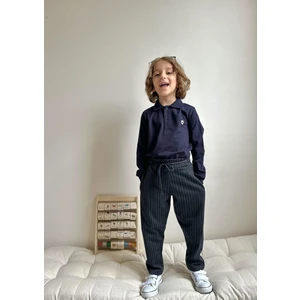 Sacro Kids Polo Yaka Altı Çizgili Eşofman-Sweatshirt 2 Iplik Mevsimlik Erkek Çocuk Takım