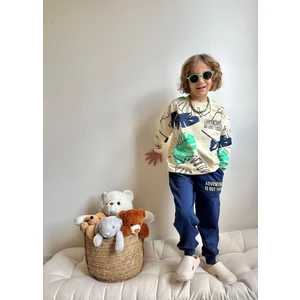 Sacro Kids Palmiye Baskılı Eşofman-Sweatshirt 2 Iplik Mevsimlik Erkek Çocuk Takım