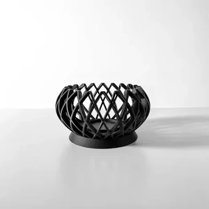 Geometrik Tasarımlı Modern Siyah Mumluk - 2'li - Mum Dahil
