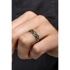 Yüzük Sanatı Sarmaşık Motifli Gümüş Tek Alyans Yüzük