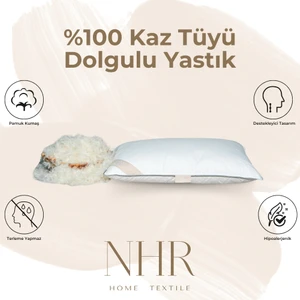 NHR HOME %100 Kaz Tüyü Dolgulu, %30 Gıdık Antibakteriyel, Uyku Yastığı / 50x70 1000gr / 1 Adet