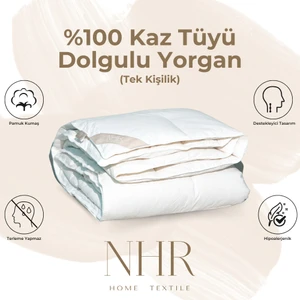 NHR HOME %100 Kaz Tüyü Dolgulu, %30 Gıdık Antibakteriyel, Isı Dengeleyici, Tek Kişilik Yorgan / 155x215