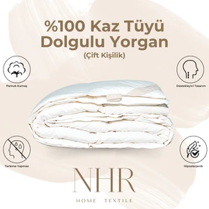 NHR HOME %100 Kaz Tüyü Dolgulu %70 Gıdık Antibakteriyel, Isı Dengeleyici, Çift Kişilik Yorgan / 195x215
