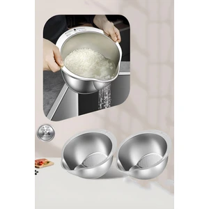 Inox Süzgeç Pirinç Makarna Salata Süzgeci 304 Paslanmaz Çelik 2 Adet 721521
