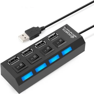 4 Port USB 2.0 Çoklayıcı Çoğaltıcı Hub Anahtarlı Işıklı - Ic Chipli USB Çoklayıcı