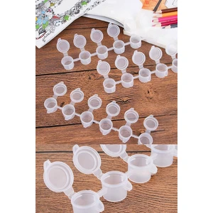 18 Adet 5 cc Kapaklı Plastik Boya Kutusu, 3 Adet 6'lı Şerit, Tüm Boyalar İçin
