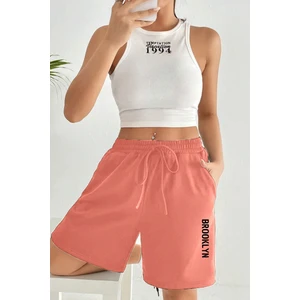 Süperlife Kadın Rahat Kalıp Beli Lastikli Cepli Basklı Şort SPR25SRK208