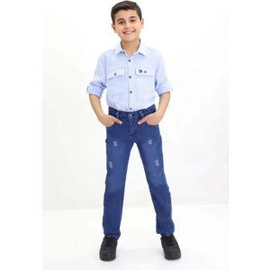 GZT Tekstil Erkek Çocuk Likralı Yıpratmalı Kot Pantolon