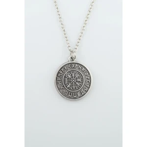 Bu Farklı Viking Pusulası Vegvisir Zincir Kolye - Gümüş Kaplama - Erkek Kadın Kolye - Kod:386