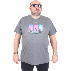 Moc Grande Erkek Büyük Beden Sıfır Yaka Tişört California 25145 Antrasit Melanj