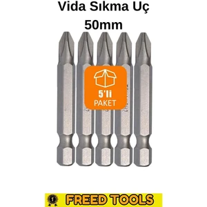 Freed Tools Matkap Ucu Uçları 50 mm Yıldız Düz Bits Vidalama Uç Seti Ph 5 Parça