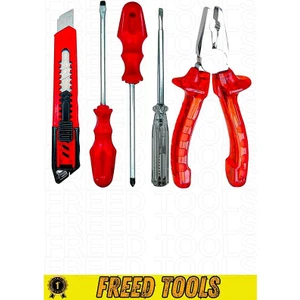 Freed Tools Pense Kontrol Kalemi Düz Yıldız Tornavida Maket Bıcağı 5 Li Set