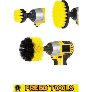 Freed Tools 3 Lü Set Matkap Ucuna Takılabilen Banyo Küvet Duşakabin Oto Lastik Koltuk Yıkama Temizleme Fırçası