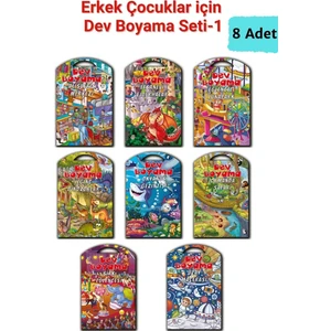 Erkek Çocuklar Için Dev Boyama Setleri, Dinozor, Uzay, Okyanus.. Temalı 8 Adet (67.5 x 100 Cm)