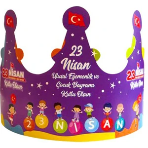 Deko Gonya 23 Nisan Temalı Karton Taç - 75 Adet