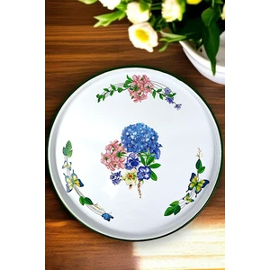 İnci Emaye 36 No Sunum Servis Tabağı Tepsisi Supla Pasta Tabağı Servis Tabağı Çeyiz Hediye ~ 36 cm