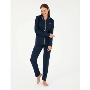 Pierre Cardin Kadın Lacivert Pamuklu Modal Boydan Patlı Kutulu Pijama Takımı Q8.u.8o.k2.k.a8.p.c