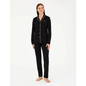 Pierre Cardin Kadın Siyah Pamuklu Modal Boydan Patlı Kutulu Pijama Takımı Q8.u.8o.k2.k.a8.p.c