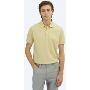 Sarı Düz Polo Yaka %100 Pamuk T-Shirt