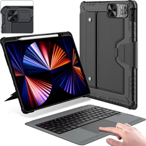 Nillkin iPad Air 13 INÇ2024 iPad Pro 12.9 Kalemtutucu ve Stand ve Kamera Kapaklı Çıkarılabilir Klavye