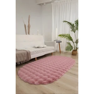 Bubble Oval Yumuşak Peluş Kaymaz Salon Oturma Odası Balkon Halısı Yolluk Pembe