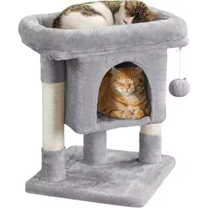 Teraslı Kedi Tırmalama Evi Gri