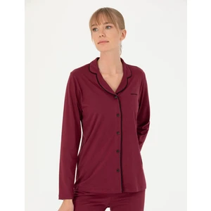 Pierre Cardin Kadın Bordo Pamuklu Modal Boydan Patlı Kutulu Pijama Takımı Q8.u.8o.k2.k.a8.p.c