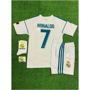 2017/18 Beyaz Ş-Ligi Ronaldo Reaal.madridd.  Çocuk  Alt-Üst Takım T-Shrt +Şort+Çorap+Bileklik