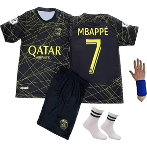 Psg Mbappe Gold Çocuk  Alt-Üst Takım T-Shrt +Şort+Çorap+Bileklik