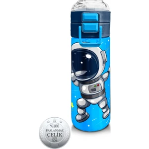 Coral High Kids Lacivert Mavi Astronot Desenli Pipetli ve Direkt Içim Çelik Termos 500 ml 31804