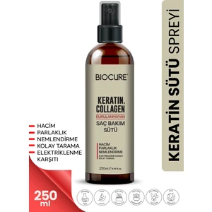 Keratin Collagen Durulanmayan Saç Bakım Sütü Hacim, Parlaklık Nemlendirme Kolay Tarama 250ML.
