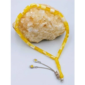 İbrahim Altıntaş Kapsül Kesim Sarı Beyaz Hareli Beyrut Alpaka Püsküllü Tespih