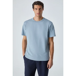 PELTZ Erkek Relaxed Bisiklet Yaka Kısa Kollu Mavi T-Shirt