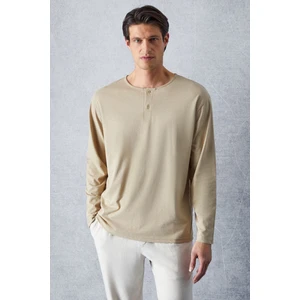 Venezıa Erkek Özel Rustik Dokulu Bej Sweatshirt