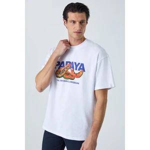 Papaya Erkek Sırt Baskılı Beyaz T-Shirt
