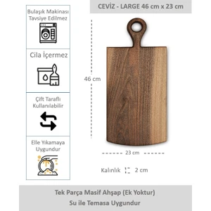 Yekpare Masif Ahşap Sunum Tahtası Kesme Tahtası Ceviz Large