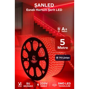 Şanled Hortum Esnek Şerit LED Kırmızı Işık + 220V FIŞ/1,2,3,4,5,10,15,20,25,50,100 Metre