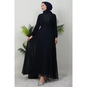 Giza Store Damla Şifon Elbise Lacivert