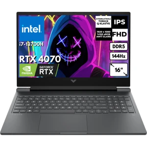 Hp Victus 16-R0006NT I7-13700H 32 GB 1 Tbssd 8gb RTX4070 16" 144Hz Fhd Freedos Gaming Laptop 7P632EA BT10