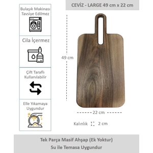 Yekpare Masif Ahşap Sunum Tahtası Kesme Tahtası Ceviz Large