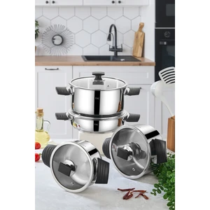 Bengü Pro 8 Parça Çelik Tencere Seti Bakalit Saplı