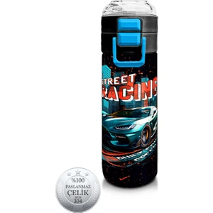 Coral High Kids Nefti Yarış Arabası Desenli Pipetli ve Direkt Içim Çelik Termos 500 ml 31966