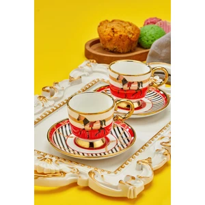 2'li Altın Yaldızlı Porselen Kahve Fincan Takımı – Lüks ve Şık Kahve Keyfi