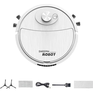 Mini Temizlik Süpürge Robotu Otomatik Vakum Ultra Ince Sessiz Sert Zemin Makinesi, Beyaz (Yurt Dışından)