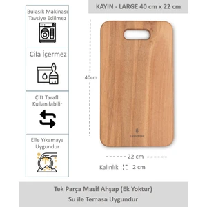 Yekpare Masif Ahşap Sunum Tahtası Kesme Tahtası  Kayın Large