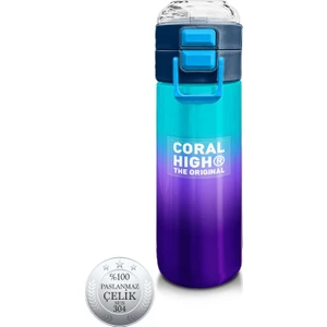 Coral High Kids Mor Renk Geçişli Desenli Pipetli ve Direkt Içim Çelik Termos 500 ml 31964