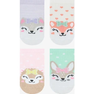 Kız Çocuk Cute Animals Çok Renkli 4lü Patik Çorap