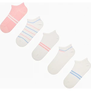 Ribbed Stripe Pembe Mavi 5li Patik Çorap